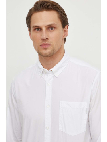 Памучна риза Pepe Jeans Prince в бежово със стандартна кройка, с висока талия PL211730