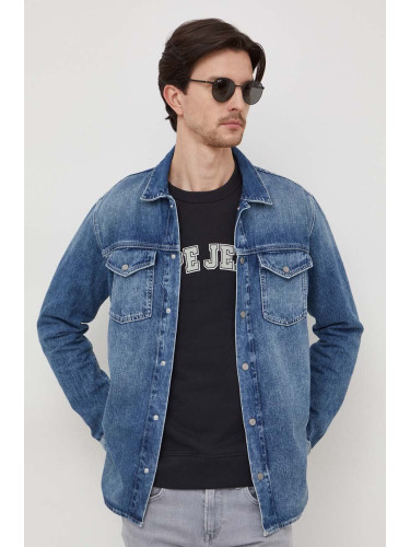 Дънкова риза Pepe Jeans Dave Liberty в тъмносиньо PL204585DP3