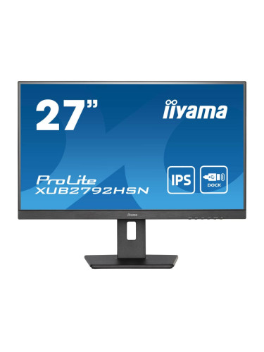 Монитор IIYAMA XUB2792HSN-B5, 27" (68.58 cm) IPS панел, 75Hz, Full HD, 4 ms, 80 000 000:1, 250 cd/m2, DisplayPort, HDMI, USB Hub, USB-C, LAN
