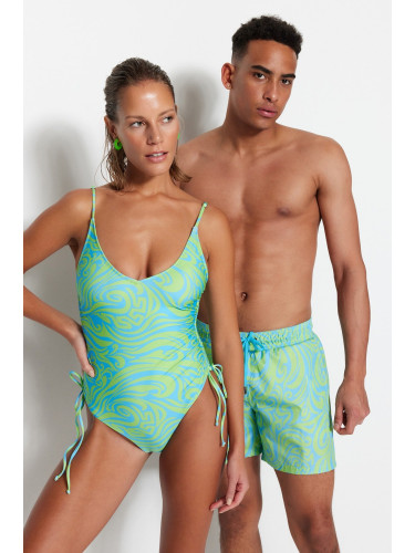 Trendyol Multi Color Standard Marbling Pattern Marine Shorts