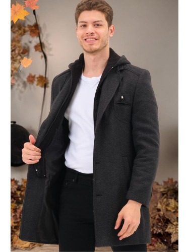 PLT8371 DEWBRRY MEN'S COAT-OPEN DIAGONAL ANTHRACITE