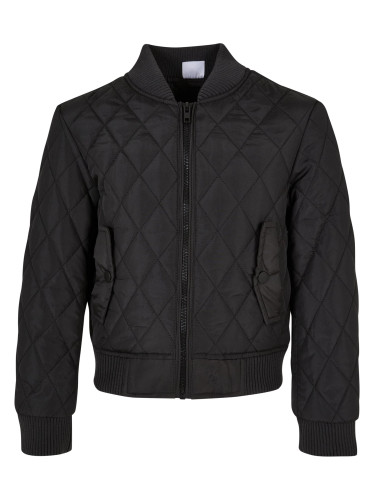 Girls' Diamond Quilt Nylon Jacket Black