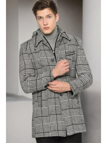 PLT8335 DEWBERRY MEN'S COAT-LIGHT PATTERNED BLACK