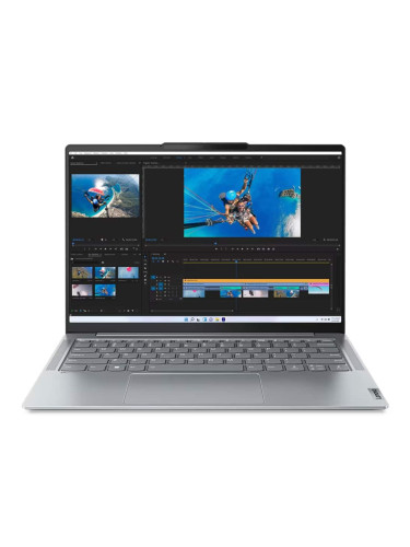 Лаптоп Lenovo Yoga Slim 6 14APU8 (82X30008BM)(сив), осемядрен AMD Ryzen 7 7840U 3.3/5.1GHz, 14" (35.56cm) WUXGA OLED дисплей, (HDMI), 16GB LPDDR5, 1TB SSD NVMe, 1x USB4, No OS, 1.35kg