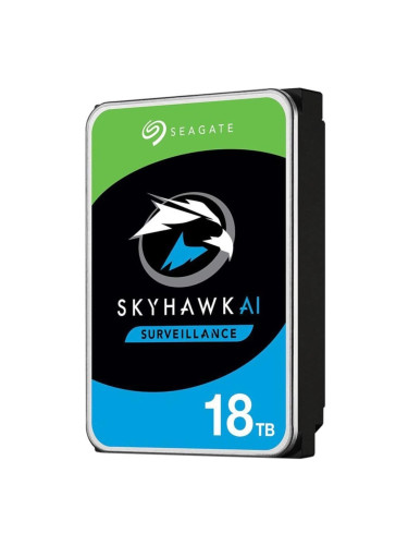 Твърд диск 18TB Seagate SkyHawk AI (ST18000VE002), SATA 6Gb/s, 7200rpm, 256MB, 3,5" (8.89 cm)