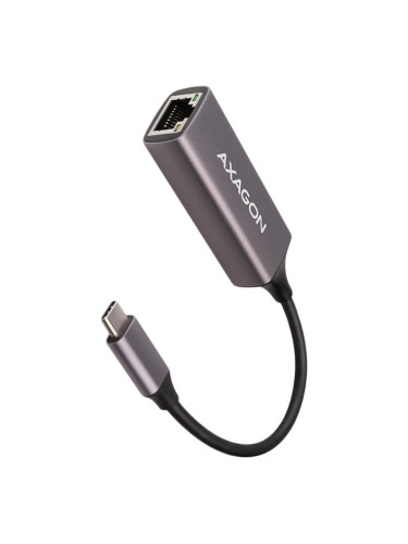 Мрежови адаптер AXAGON ADE-TR, от USB-C 3.2(м) към 1x 10/100/1000 RJ45, сив