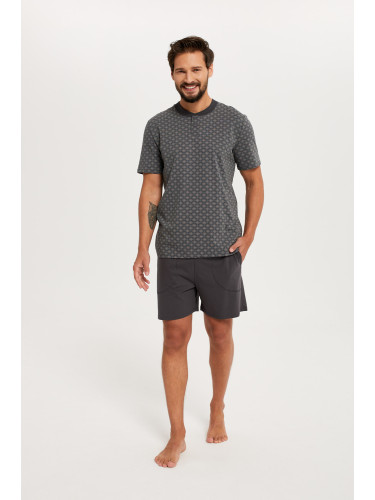 Men's Balmer pyjamas, short sleeves, short legs - print/graphite