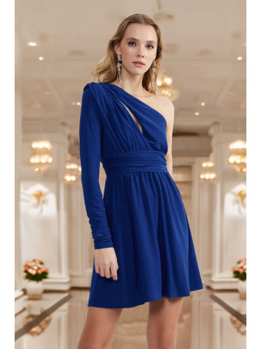 Trendyol Saks A-Cut Window/Cut Out Detailed Knitted Short Elegant Evening Dress