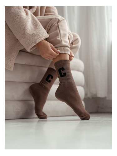 Milena Дамски чорапи Фротие на райе Екрю