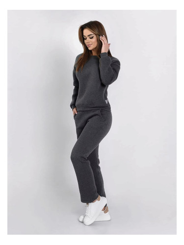 Women's insulated tracksuit, sweatshirt and loose trousers, graphite