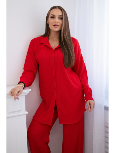 Muslin set shirt + trousers red