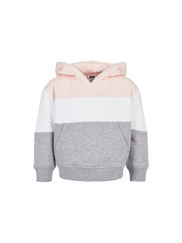 Girls' Oversize 3-Tone Sweatshirt Light Pink/White/Grey