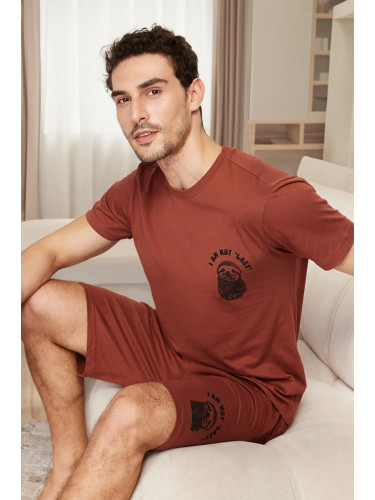 Trendyol Tile Printed Regular Fit Knitted Summer Shorts Pajamas Set