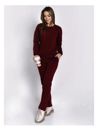 Women's insulated tracksuit, burgundy sweatshirt and loose trousers