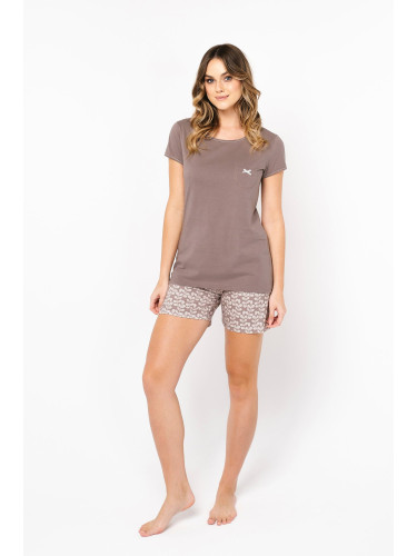 Juliana women's pyjamas, short sleeves, short legs - cappuccino/print