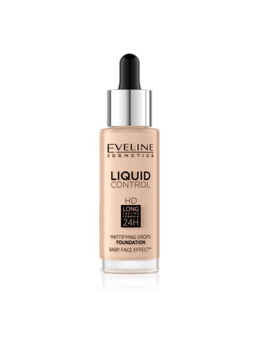 Eveline Cosmetics Liquid Control течен фон дьо тен с пипета цвят 040 Warm Beige 32 мл.