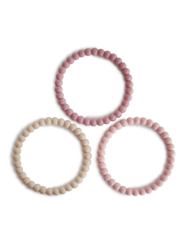 Mushie Pearl Teething Bracelet гризалка Linen-Peony-Pale-Pink 3 бр.
