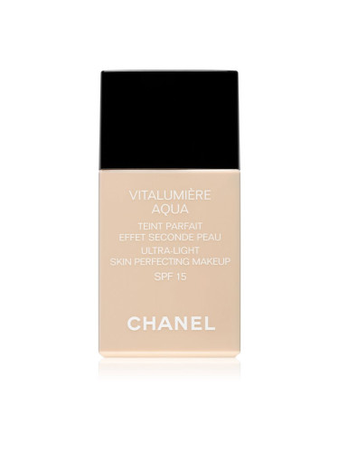 Chanel Vitalumière Aqua ултра лек грим за сияен вид на кожата цвят 42 Beige Rose  SPF 15 30 мл.
