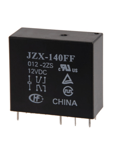 Реле електромагнитно JZX-140FF, бобина 12VDC, 250VAC/5A, DPDT -2NO+2NC
