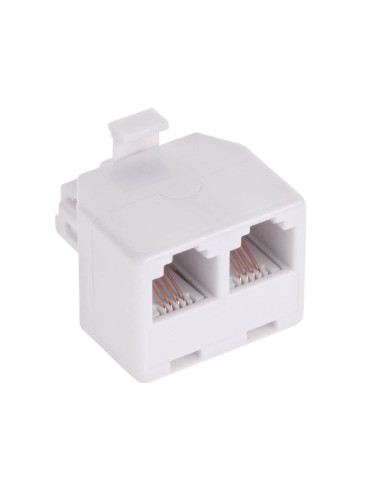 Телефонна розетка, две гнезда, М-2F, 6P4C, TEL0023-1