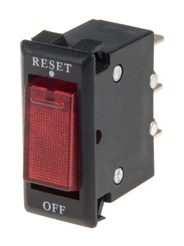 Rocker превключвател, 2 позиции, OFF-ON, 16A/250VAC, отвор 29х13mm, 3 извода, червен, с лампа