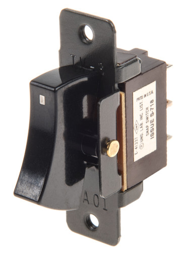 Rocker превключвател, 2 позиции, ON-ON, 4A/250VAC, отвор  25x6mm, 6 извода, черен