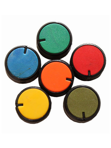 Копче за потенциометър Ф26х15 mm с индикатор цилиндрично зелен цвят