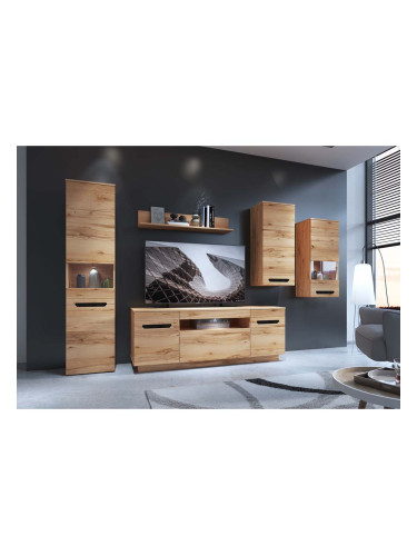 ВИСОКА ВИТРИНА АЛАНА 46.9/33/195.4h В СВЕТЛА ДЪРВЕСНА ТЕКСТУРА