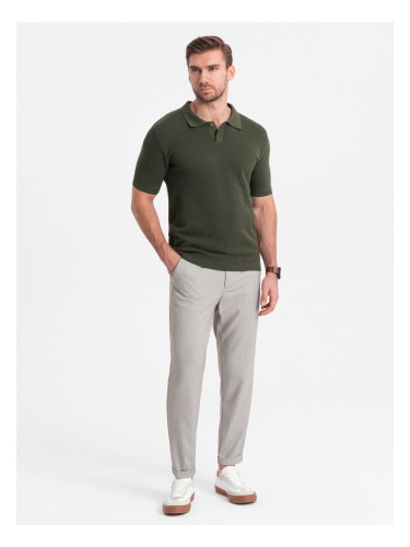 Ombre Men's REGULAR FIT chino pants with elastic waistband - gray-beige