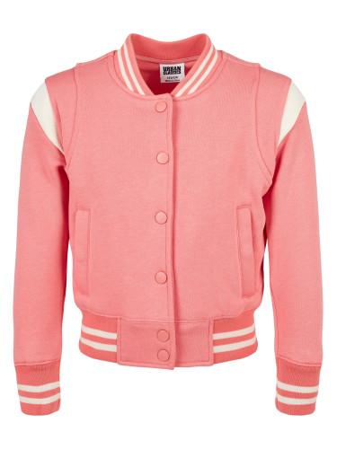 Girls' inset College Sweat Jacket palepink/whitesand