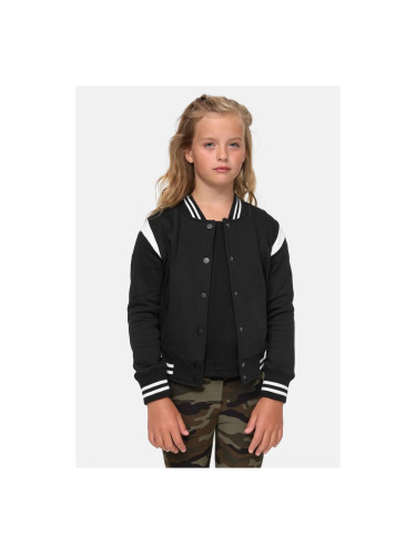 Girls' Inset College Sweat Jacket Black/White