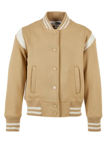 Girls' inset College Sweat Jacket union beige/white sand