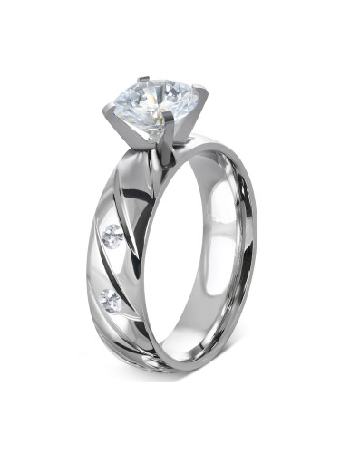 Luxury shine surgical steel engagement ring