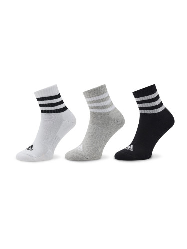 Чорапи къси унисекс adidas 3-Stripes Cushioned Sportswear Mid-Cut Socks 3 Pairs IC1318 Сив