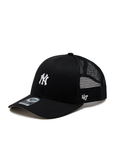 47 Brand Шапка с козирка MLB New York Yankees Base Runner Mesh 47 MVP B-BRNMS17CTP-BK Черен