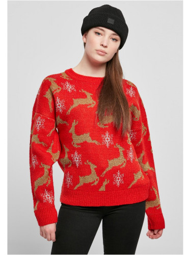 Дамски коледен пуловер в червен цвят Ladies Christmas Sweater