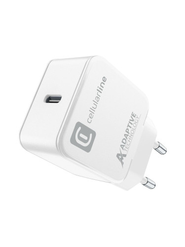 Зарядно устройство Cellularline 8977, от контакт към 1x USB C(ж), 15W, бяло