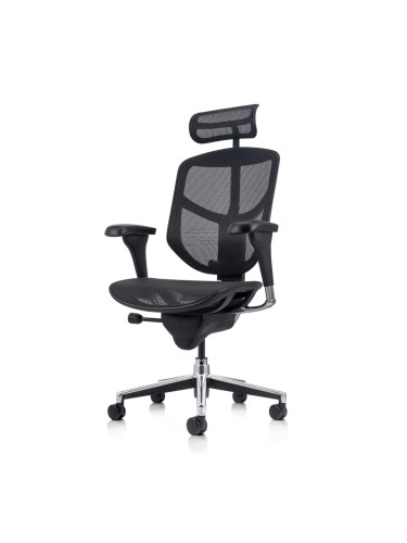 Работен стол Antares ENJOY 2, до 150кг, мрежа, синхронен механизъм, коригиране на височина и дълбочина на седалката, лумбална опора, черен