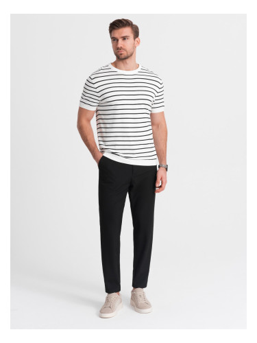 Ombre Men's chino pants with elastic waistband SLIM FIT - black