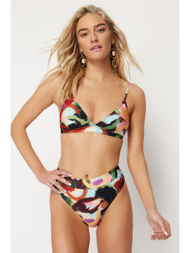 Trendyol Abstract Pattern Triangle High Waist High Leg Hipster Bikini Set
