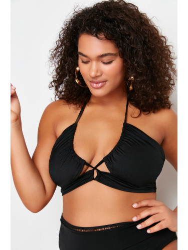 Trendyol Curve Black Tie Detailed Bikini Top