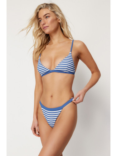 Trendyol White-Blue Triangle Textured Regular Bikini Set