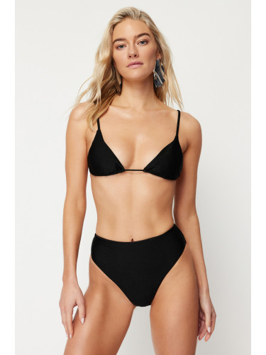 Trendyol Black Triangle High Waist High Leg Regular Bikini Set