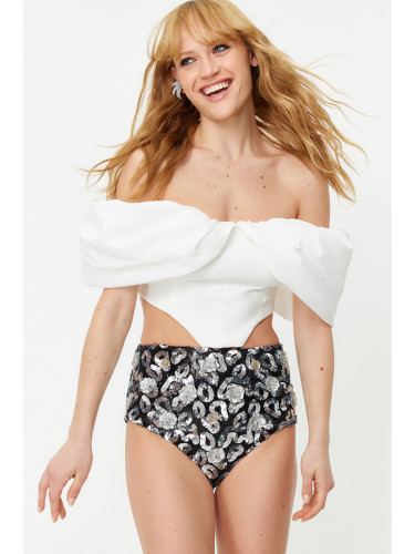 Trendyol Ecru Carmen Collar Underwire Corset Detailed Woven Bustier