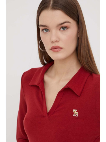 Блуза с дълги ръкави Abercrombie & Fitch в червено