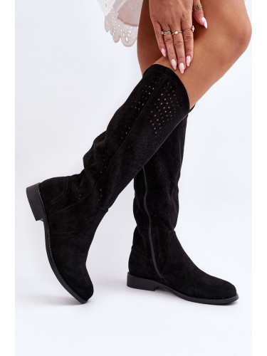 Дамски ботуши Kesi, изработени от еко-велур