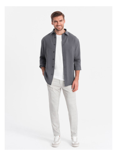 Ombre Men's pants with a classic cut in a delicate check - beige