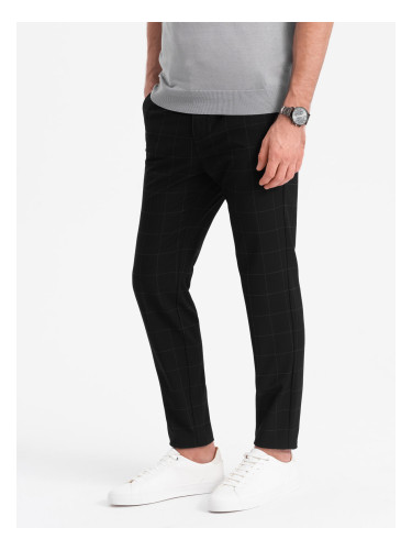 Ombre Men's pants with a classic cut in a delicate check - black