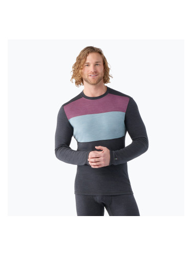 Мъжка термоактивна блуза Smartwool Thermal Merino Baselayer Colorblock Crew Boxed charcoal