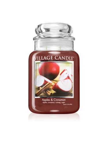 Village Candle Apples & Cinnamon ароматна свещ (Glass Lid) 602 гр.